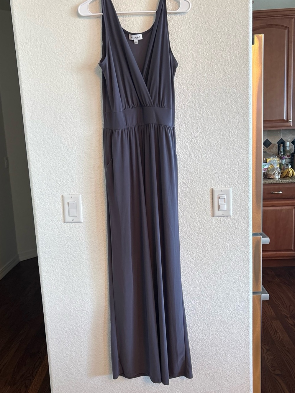 Lush Sleeveless V-Neck Romper in Charcoal Gray